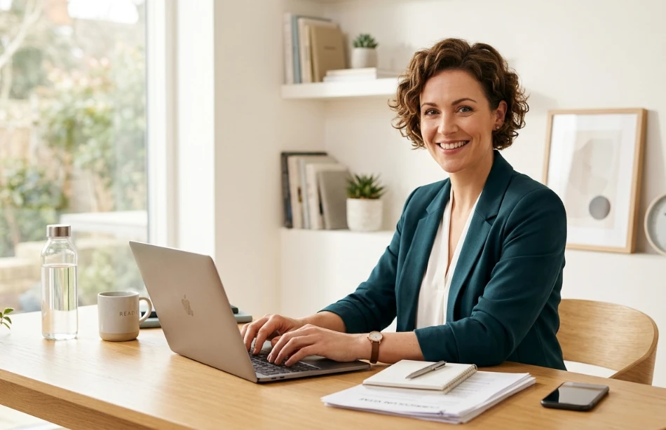 CV after career gap — professional confidently writing CV after returning to work at modern desk