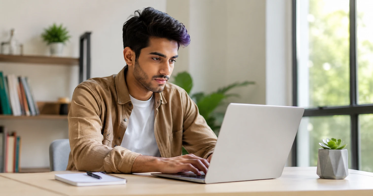 CV with no experience — young person writing their first CV on laptop
