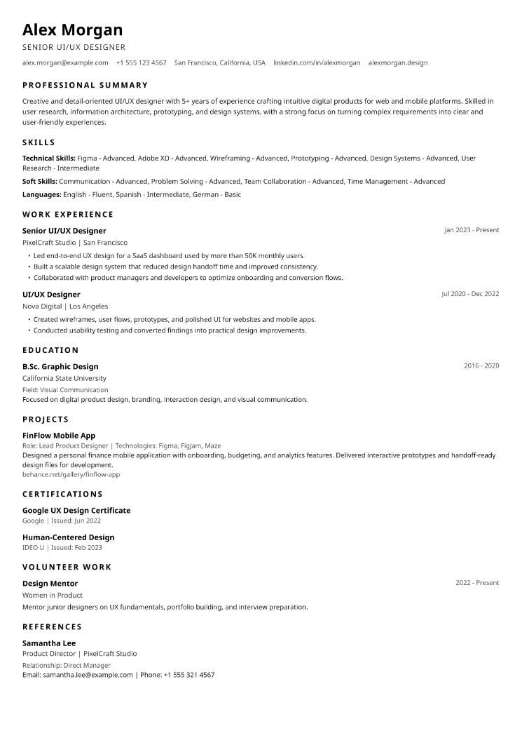 ATS Essential CV template preview
