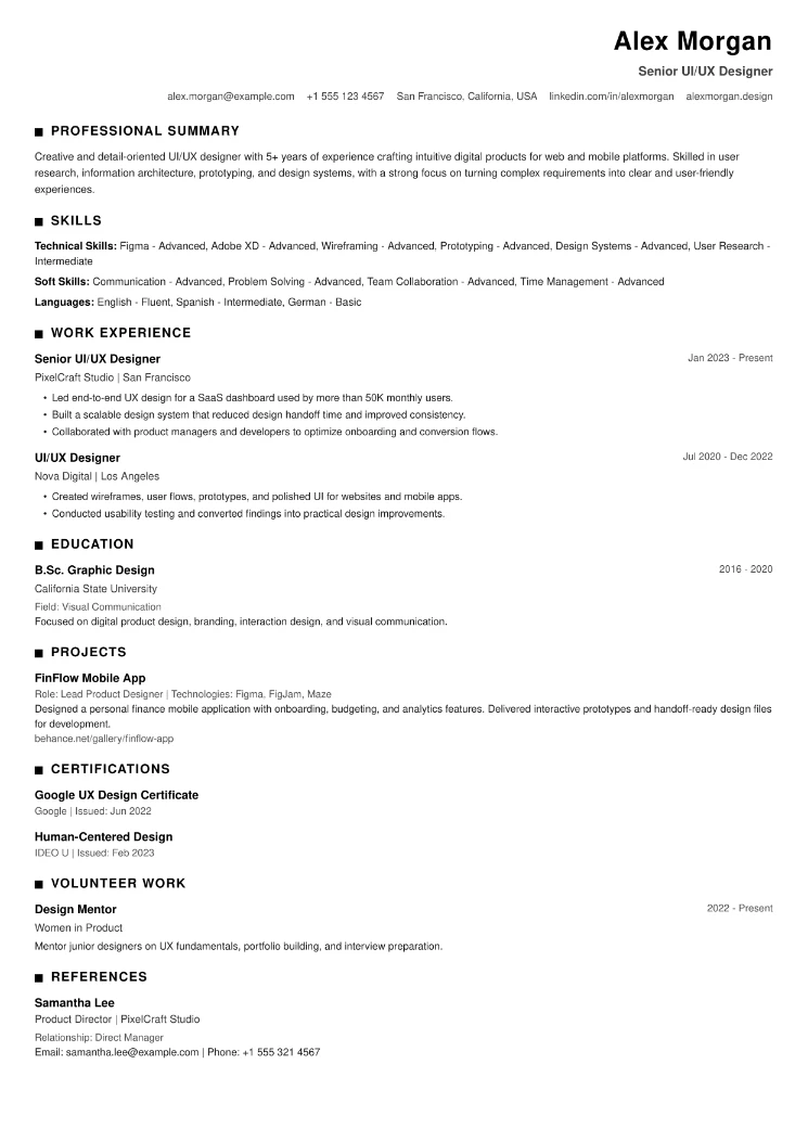 ATS Modern CV template preview