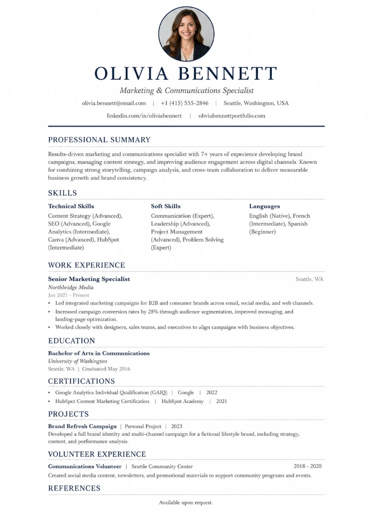 Classic Traditional CV template preview