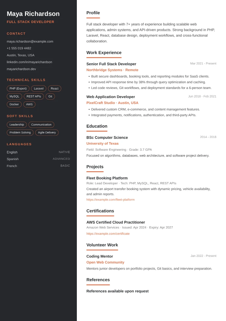 Creative Edge CV template preview