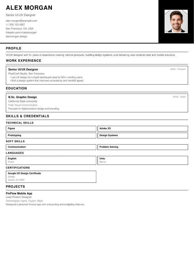 Mono Split CV template preview