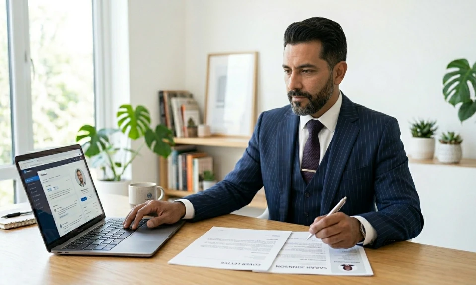 How to write a cover letter — professional writing a cover letter on laptop at desk