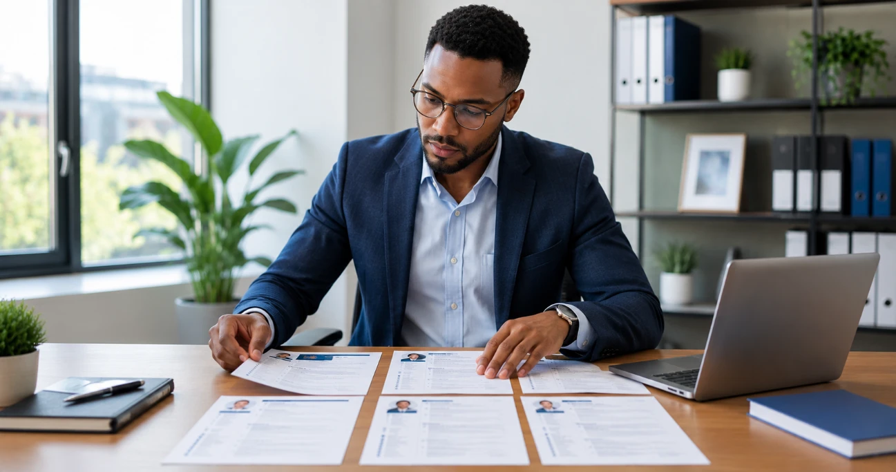 How to structure a CV — professional organising CV sections on desk with printed documents