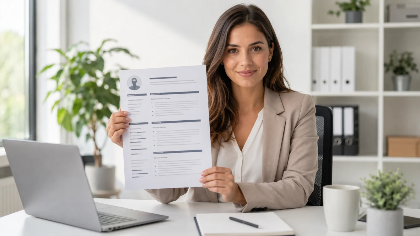 What is a CV — professional holding printed CV document at modern office desk