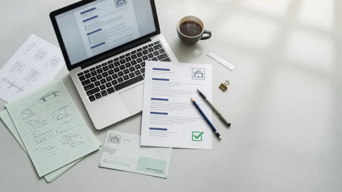 Professional CV writing workspace for a guide about civil engineer CV Pakistan