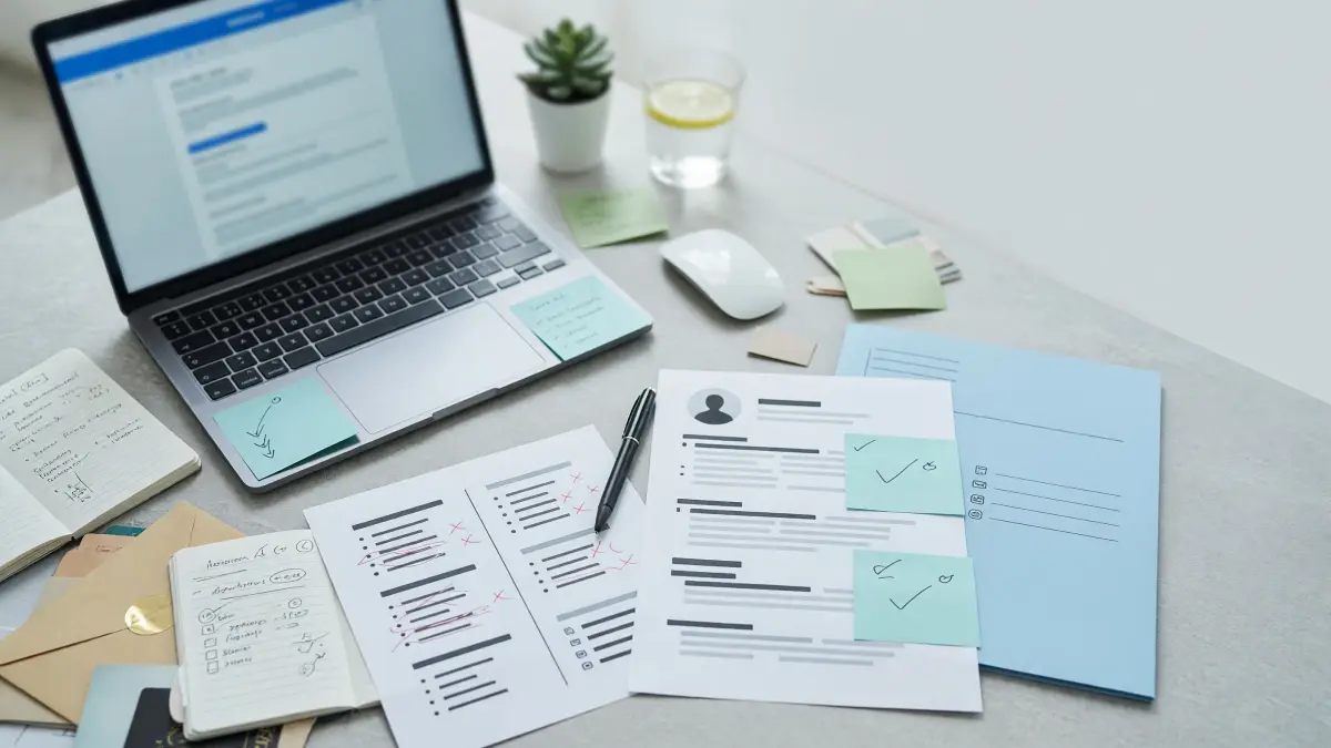 Professional CV writing workspace for a guide about Pakistan CV to UAE format