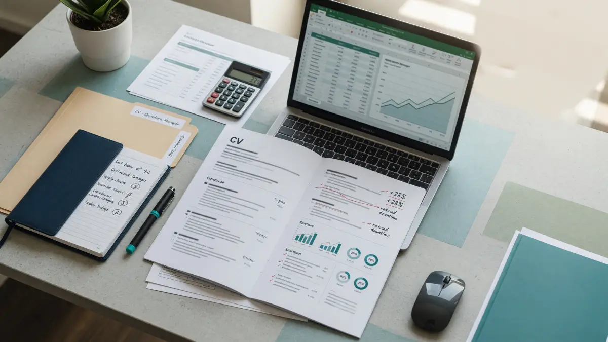 Professional CV writing workspace for a guide about operations manager CV Pakistan